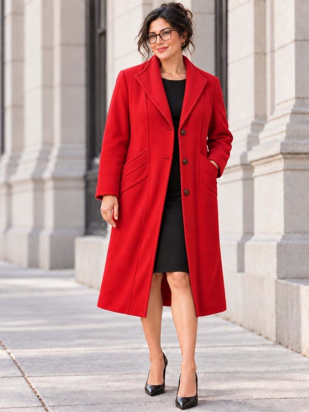 Bold Vintage Sterling Stall Red Pure Virgin Wool Union Made 1970-80 Long Coat
